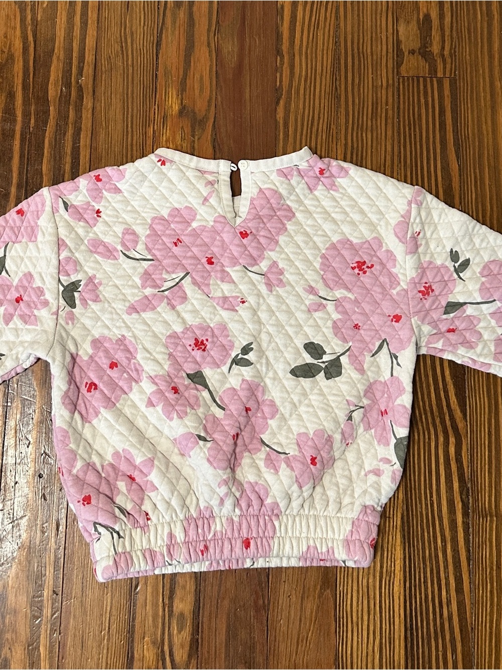 Old Navy Cream Top with Pink Floral Quilting